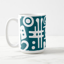 Caneca De Café Teal escuro e doodles brancos 1 de 4