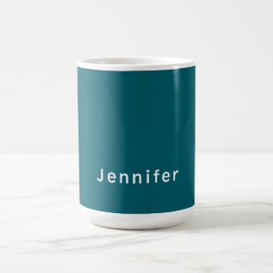 Caneca De Café Teal Escuro Moderno Minimalista Seu Nome
