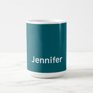 Caneca De Café Teal Escuro Moderno Minimalista Seu Nome