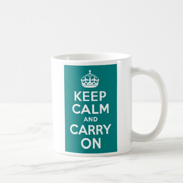 Caneca De Café Teal Fique Calmo e continue (Direita)