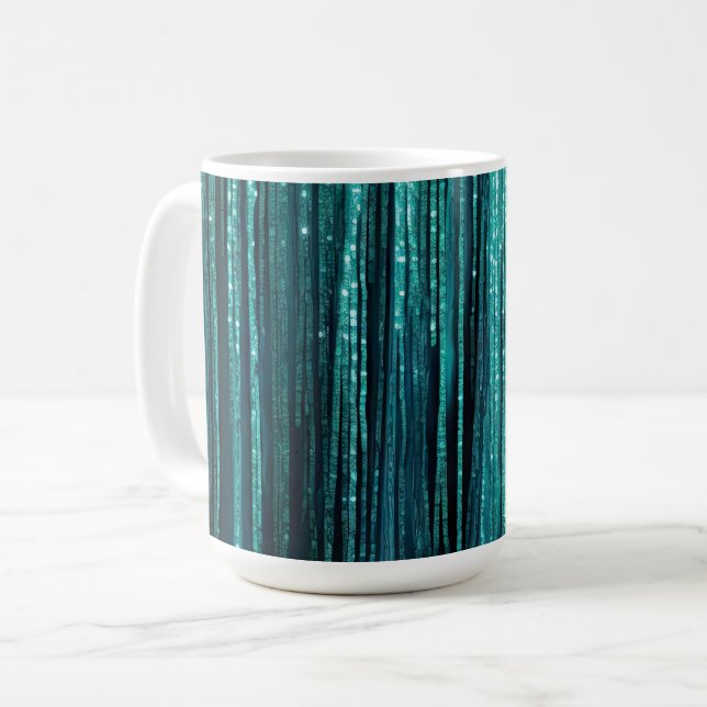 Caneca De Café Teal Pine Green Tinsel Natal (Frente Esquerda)