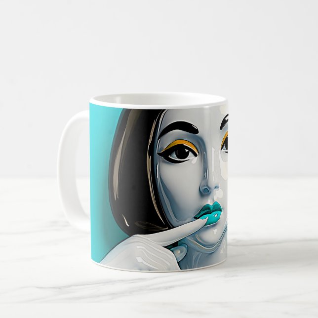 Caneca De Café Teal Pop Gaze (Frente Esquerda)