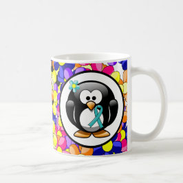 Caneca De Café Teal Ribbon Penguin