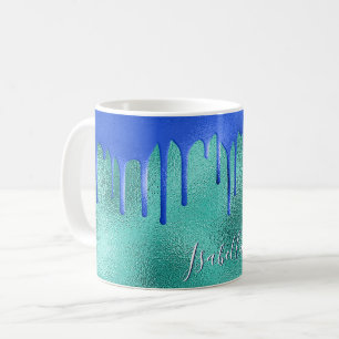 Caneca De Café Teal royal blue verdeja nome metálico