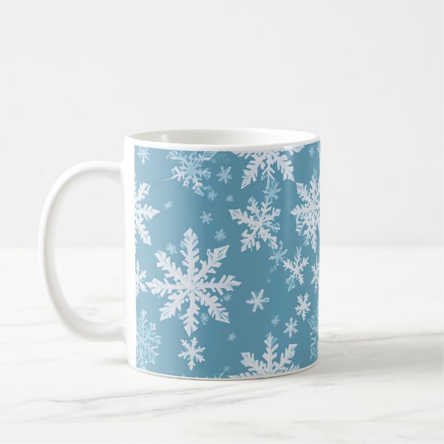 Caneca De Café Teal Snowflake Pattern (Esquerda)
