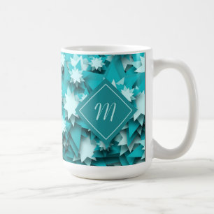 Caneca De Café Teal Stars Monograma