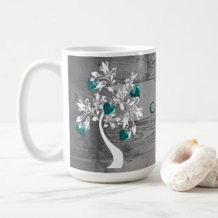 Caneca De Café Teal Tree of Hearts Personalised Coffee Mug