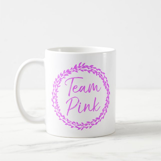Caneca De Café Team Pink Cute Flower Gender Reveal Party Women (Esquerda)