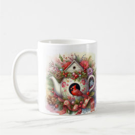 Caneca De Café Teapot Birdhouse Cardinal 2
