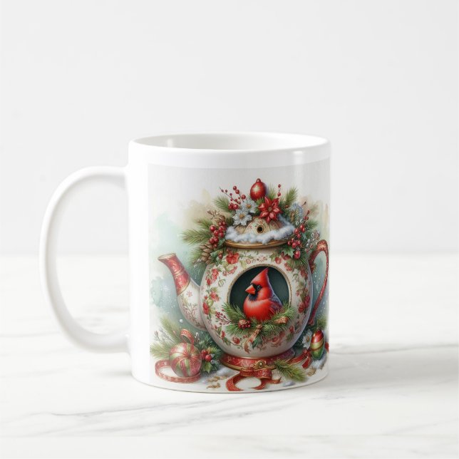 Caneca De Café Teapot Birdhouse Cardinal 5 (Esquerda)