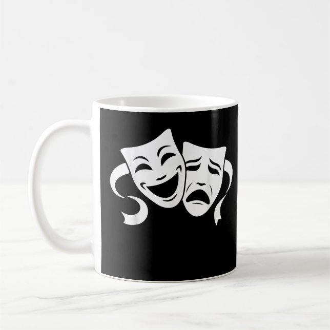 Caneca De Café Teatro Comédia e Tragédia Máscara Branca Engraçado (Esquerda)