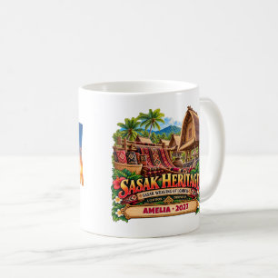 Caneca De Café Tecelagem Sasak Personalizada de Lombok