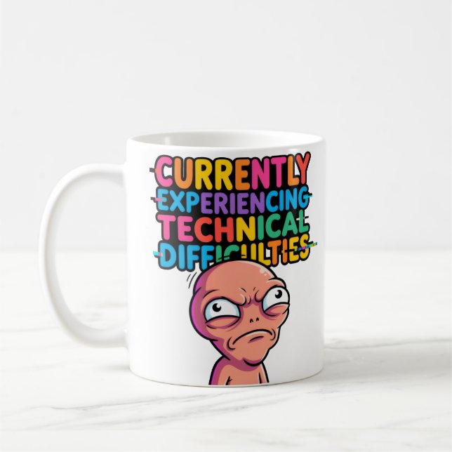 Caneca De Café Technical Difficulties Funny Mug —Glitch Humor Cup (Esquerda)