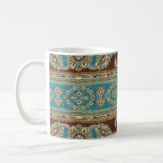 Caneca De Café Tecido Árabe Paisley Oriental Design (Esquerda)