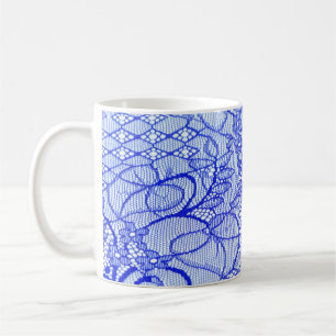 Caneca De Café Tecido de cadarço em azul. Patch Real Azul De Col