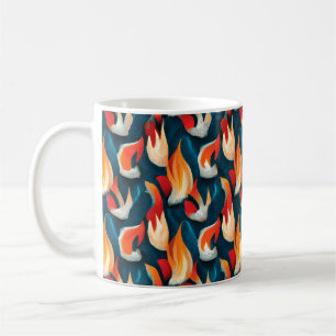 Caneca De Café Tecido Flame   Padrão De Repetição Vermelho E Azul