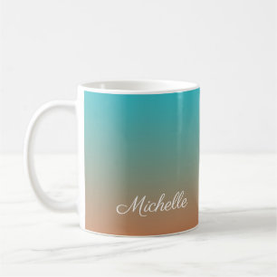 Caneca De Café Tecido marrom e azul personalizado