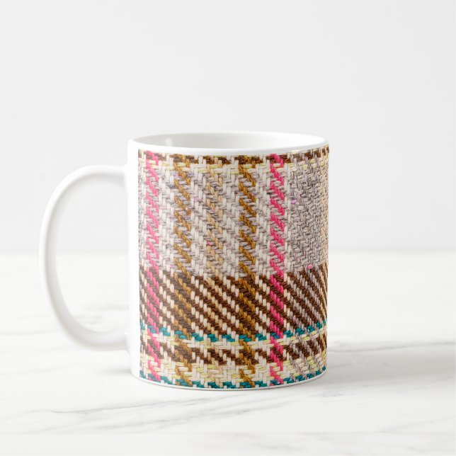 Caneca De Café Tecido marrom, lã escocesa. (Esquerda)