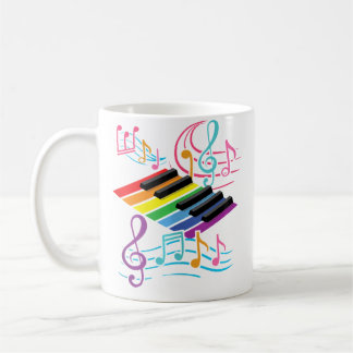 Caneca De Café Teclado de Piano Colorido Notas Musicais Música Pi