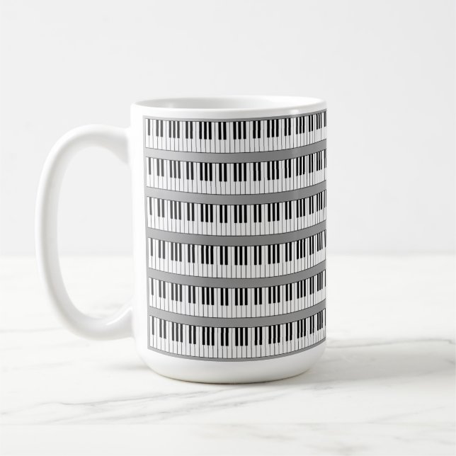 Caneca De Café teclado de piano preto e branco (Esquerda)