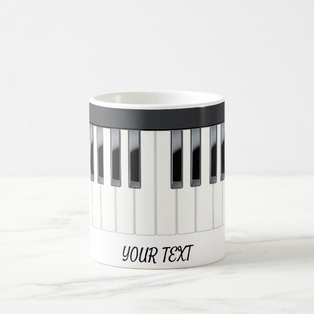 Caneca De Café Teclado de Teclas Piano de Nome Personalizado (Centro)