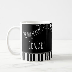 Caneca De Café Teclado Piano e Notas Musicais
