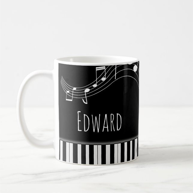 Caneca De Café Teclado Piano e Notas Musicais (Esquerda)