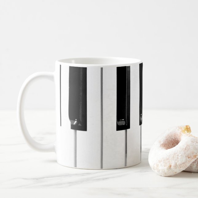 Caneca De Café Teclas do teclado do Piano (Com Donut)