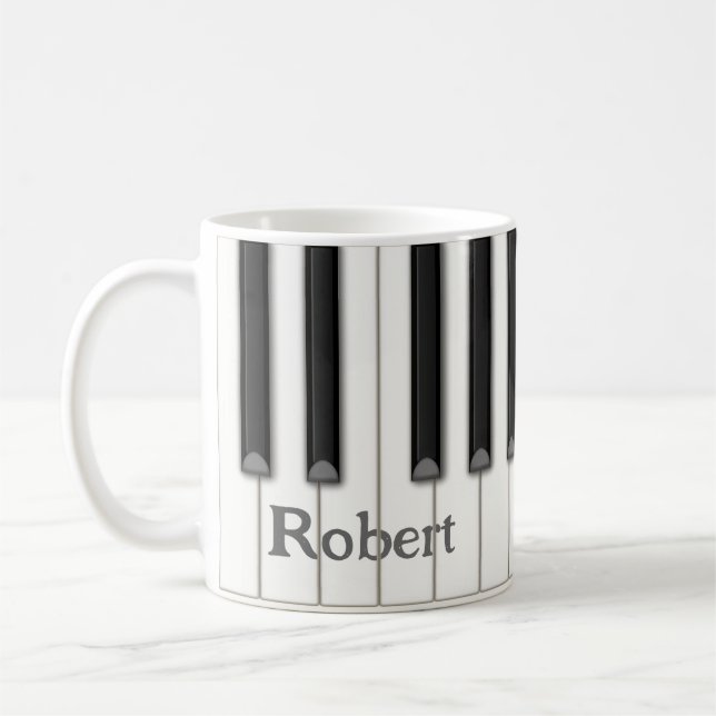 Caneca De Café Teclas Piano Personalizáveis em Música de 4 Cores (Esquerda)