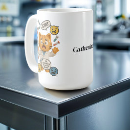 Caneca De Café Técnico de Laboratório Clínico Gato Executando Mui