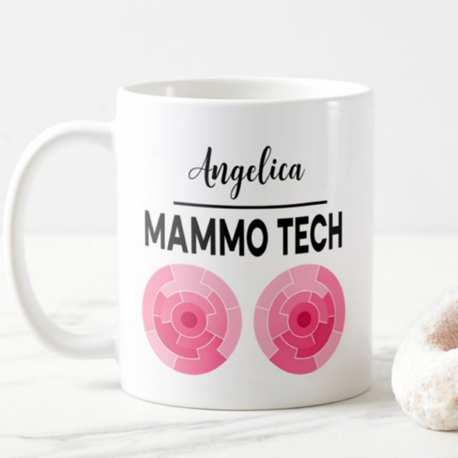 Caneca De Café Técnico de Raio-X Personalizado Nome MAMMO TECH (Criador carregado)