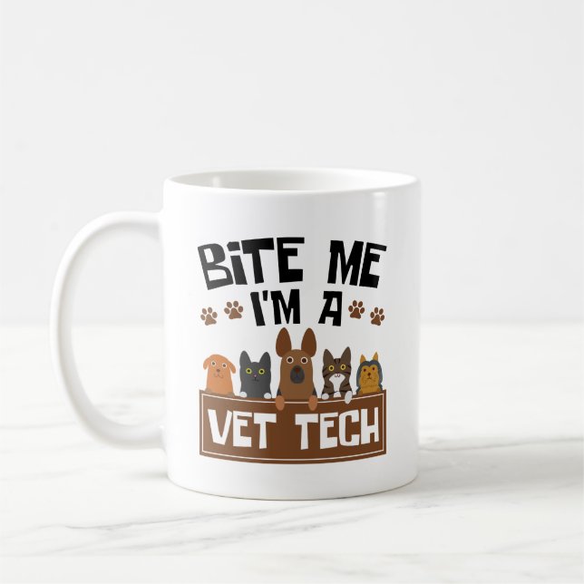 Caneca De Café Técnico veterinário me morde sou uma técnica de ve (Esquerda)
