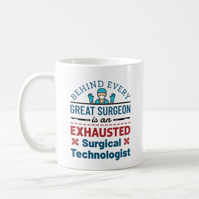 Caneca De Café Tecnologia Cirúrgica Exausta Funny Scrub Tech (Esquerda)