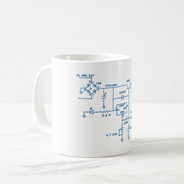 Caneca De Café tecnologia de esquema de circuito eletrônico casei (Frente Esquerda)
