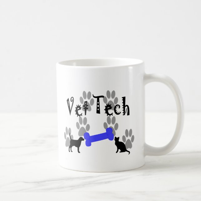 Caneca De Café TECNOLOGIA do veterinário com osso de cão (Direita)