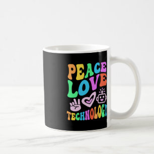 Caneca De Café TECNOLOGIA Vintage PEACE LOVE Ensino de Computador