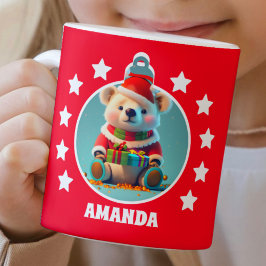 Caneca De Café Teddy Bear Natal Red Kids Hot Chocolate Mug