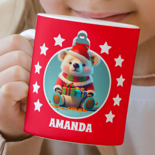 Caneca De Café Teddy Bear Natal Red Kids Hot Chocolate Mug