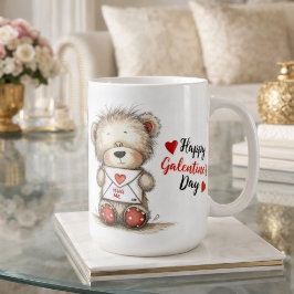 Caneca De Café Teddy Bear with Heart-Sealed Envelope