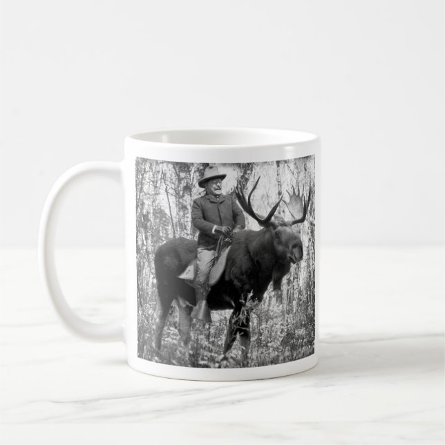 Caneca De Café Teddy Roosevelt que monta um alce de Bull (Esquerda)
