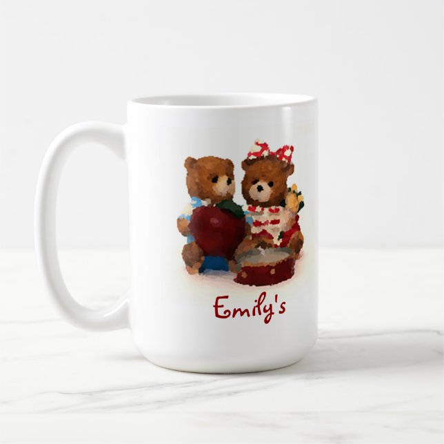Caneca De Café Teddy urso mug personalize com seu nome (Esquerda)