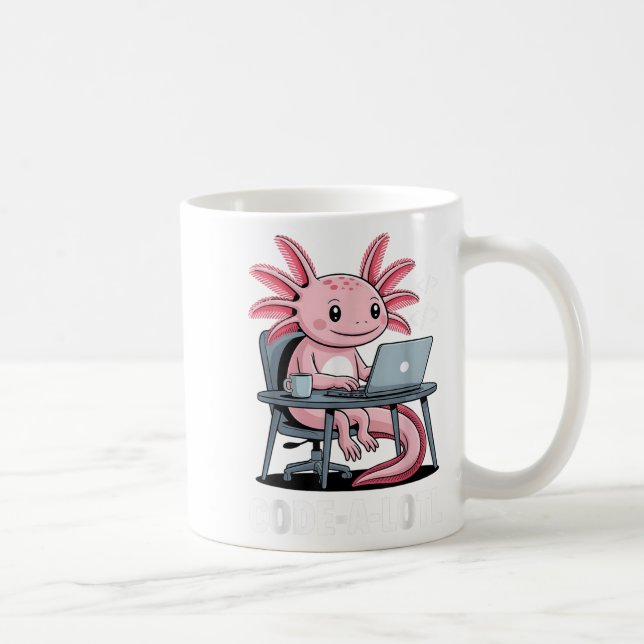 Caneca De Café Tee De Coalotl Funny Axolotl Para Programadores (Direita)