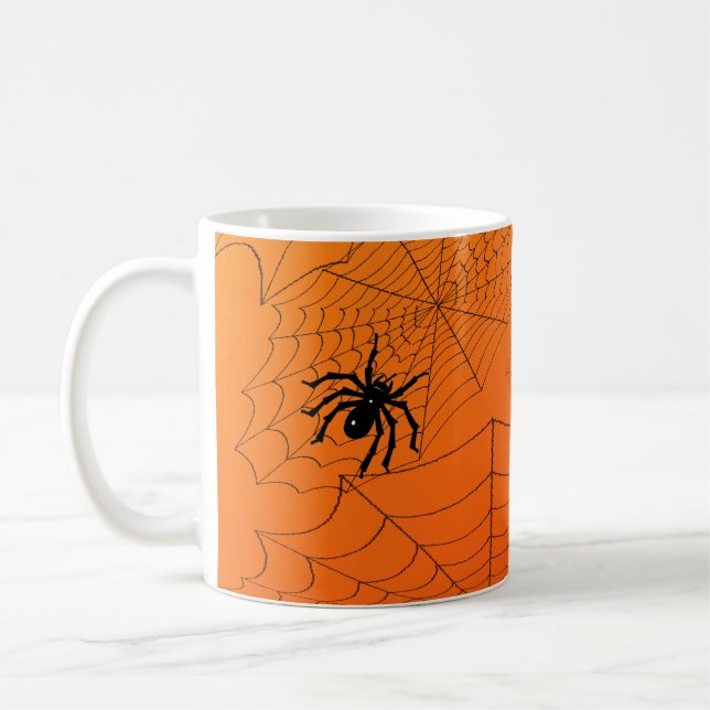 Caneca De Café Teias de aranha em laranja (Esquerda)