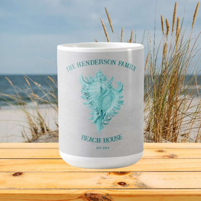 Caneca De Café Tela de café da casca de teal Conch (Teal Conch Shell Personalized Coffee Mug)