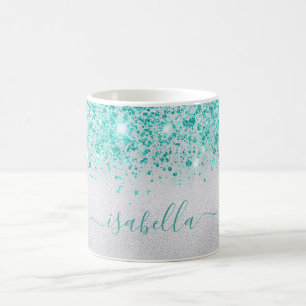 Caneca De Café Tela de prata cintilante poeira nome de metal scri