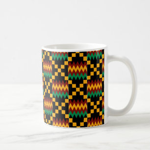 Caneca De Café Tela do Kente Preta, Verde, Vermelha e Amarela