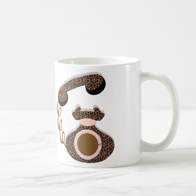 Caneca De Café Telefone do leopardo com arco (Direita)