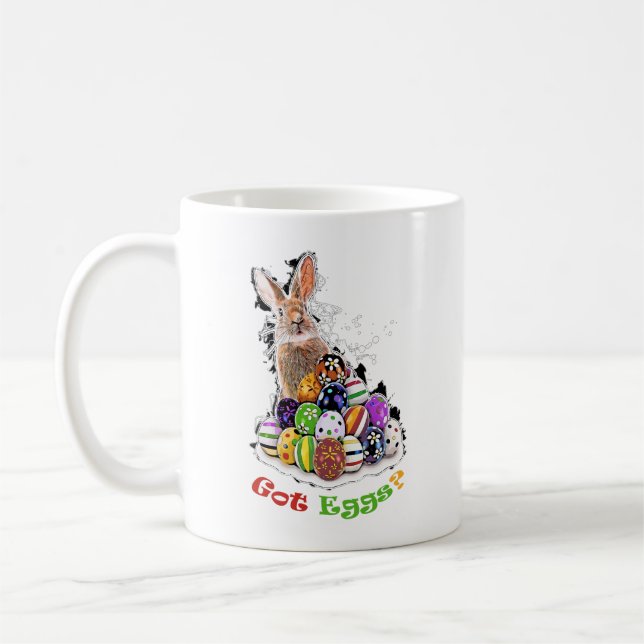 Caneca De Café Tem Ovos? Ovos Coelhinhos Da Páscoa Engraçados (Esquerda)