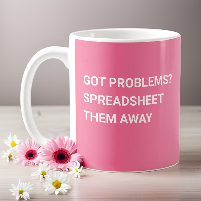 Caneca De Café Tem problemas? Planilha-Os Longe Do Gradiente Rosa (Criador carregado)