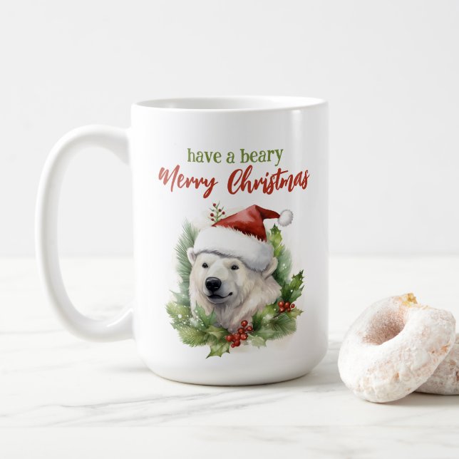 Caneca De Café Tem Um Urso De Natal Feliz, Um Urso Polar (Com Donut)